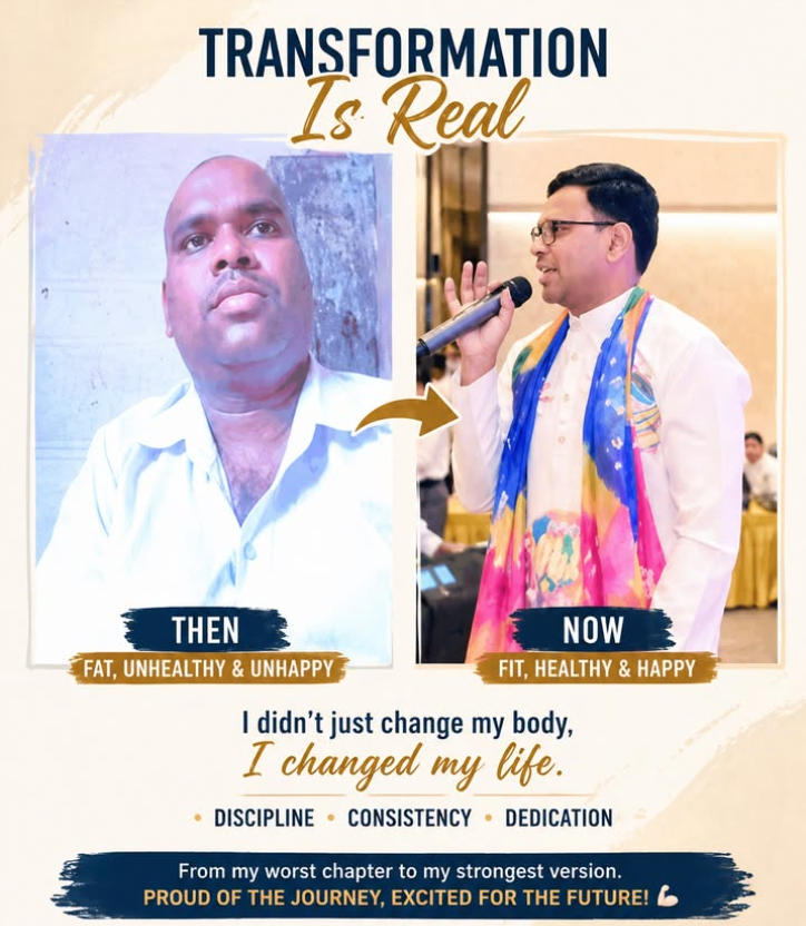 Then and now transformation — from unhealthy to fit and happy